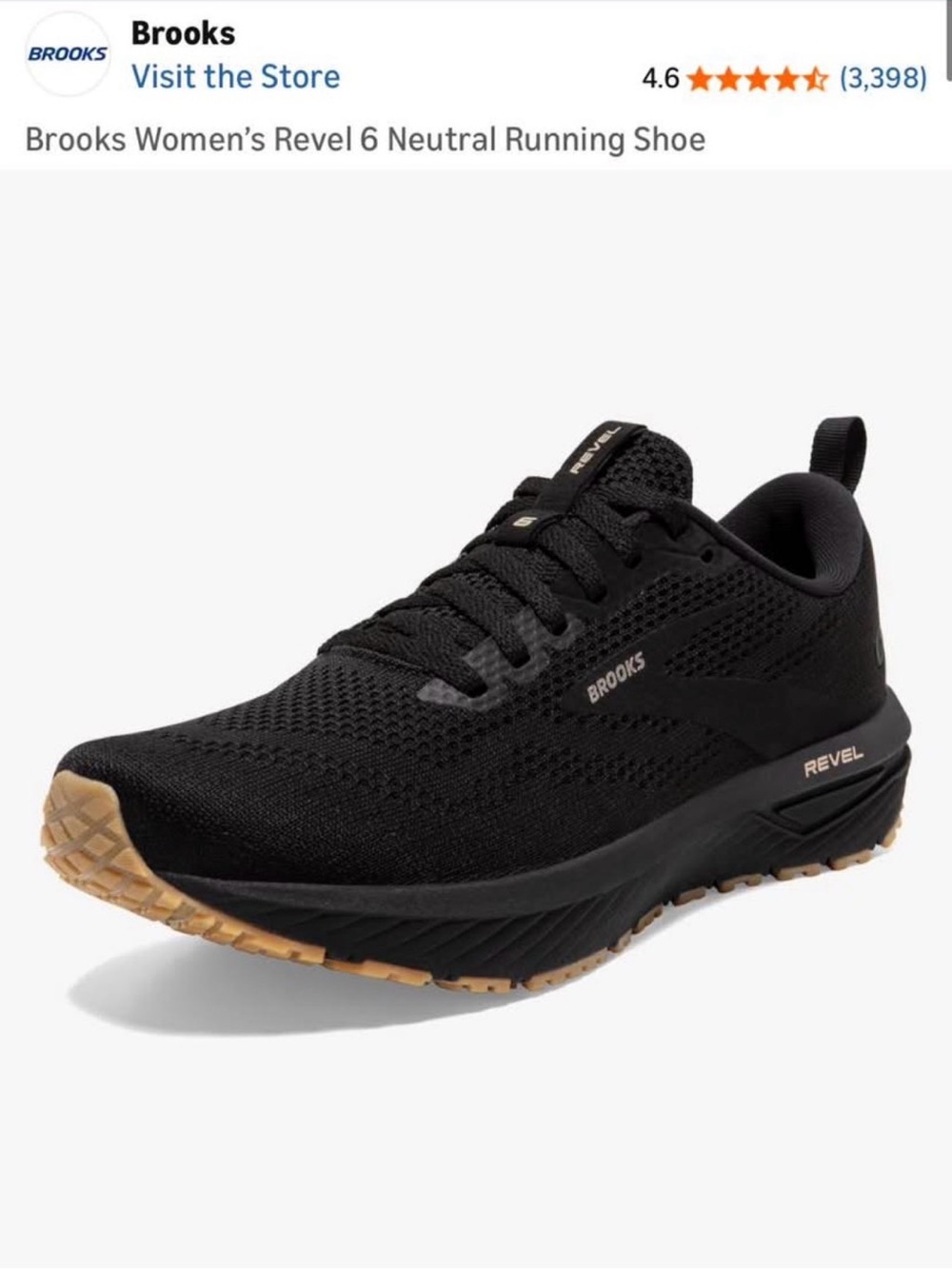 Brooks Revel 6 Women's Running Shoes - Black with Gum Sole - Picture 2 of 2